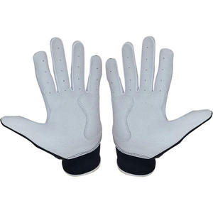 Custom Black White Leather Baseball Batting Gloves Breathable Perforated Palm Enhanced Grip Adjustable Wrist Strap Custom OEM - Product Image 2