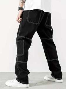 Pantalones Cargo Negros para Hombre GENERSA SPORTS, Cintura Alta, Elásticos, Impermeables, con Múltiples Bolsillos, Estilo Workwear, Material Spandex/Algodón - Product Image 3