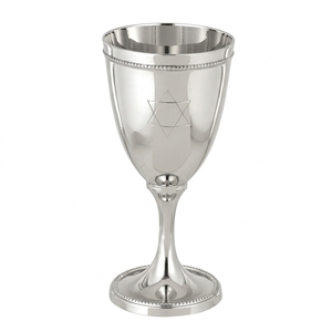 Copa Kiddush de Alta Calidad, Ecológica y Sostenible, Plateada en Plata Metálica, con Estrella de David, para Shabat Judío, Copa de Vino para Rituales Judaicos - Product Image 1