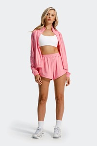 Veste coupe-vent légère rose zippée et ensemble short pour femme, vêtements de sport décontractés, ensemble de survêtement deux pièces pour femme - Product Image 6