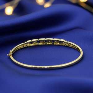 กำไลไพลินสีน้ำเงิน เงินแท้ 925 ชุบทอง 14K งานแฮนด์เมดสุดหรู ของขวัญสำหรับเธอ ผู้หญิง - Product Image 3