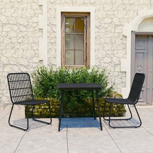 Set da Pranzo in Polyrattan Nero da 31,5 Pollici, Arredamento da Giardino per Esterni Stile Contemporaneo - Product Image 1