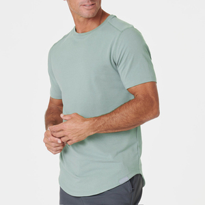 T-shirts en coton doux pour hommes, vente en gros, t-shirts unis, personnalisables avec logo, manches courtes, coupe classique - Product Image 2