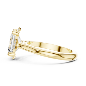 Anillo de Compromiso y Boda de Lujo para Mujer, Media Corona, Oro Sólido de 14k, Certificado IGI, Diamante Cultivado en Laboratorio HPHT CVD de 2 Quilates, Corte Esmeralda - Product Image 4