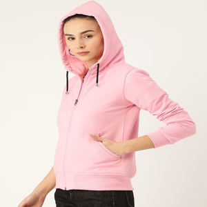 Sudaderas con capucha impermeables de algodón 100% para mujer, estilo oversize, con cremallera, a la moda, para otoño, teñidas lisas, bordadas, con bloques de color - Product Image 1