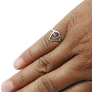 Open Triangle Shaped Crown Chakra Amethyst Gemstone <b>Ring</b> Made of 925 Sterling <b>Silver</b> Bezel <b>Set</b> Gemstone Bohemian <b>Ring</b> For Her - Product Image 4