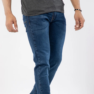 New Men's Business Blue Denim Straight Leg Pants Casual Loose High <b>Waist</b> <b>Elastic</b> Trousers Denim <b>Jeans</b> Pant - Product Image 6