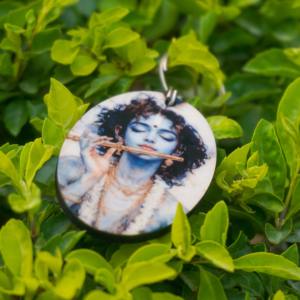 Porte-clés ovale traditionnel Krishna en plastique pour sublimation, idéal pour impression DIY, photo personnalisée, utilisation extérieure - Product Image 4