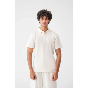 Men's <b>White</b> Cotton <b>Polo</b> Shirt Solid Knitted Casual Summer Wear Short Sleeve Top - Product Image 1