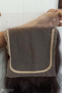 Closure 7x7 en cheveux humains indiens Remy, dentelle transparente, densité 180%, sans colle, nœuds blanchis, pour femmes noires - Product Image 3