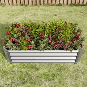 Fioriera Rettangolare in Metallo Argento 4x2x1ft per Fiori, Piante, Verdure ed Erbe Aromatiche - Product Image 1