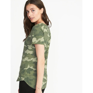Women's Camouflage Print Short Sleeve T-Shirt Slim Fit O-Neck Casual Jersey <b>Top</b> All Seasons Wear - Product Image 2