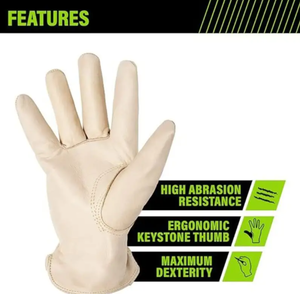 Guantes de Trabajo de Piel de Cabra Suave de Grado AB para Soldadura TIG, para Hombres, Industriales, de Piel de Vaca, Oveja y Cabra, para Soldadores y Jardinería, Venta al por Mayor - Product Image 3