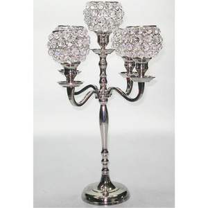 Candelabro de Metal de 5 Brazos con Cristales, Acabado Cromado, Diseño de Corazón, Centro de Mesa para Bodas, Venta al Por Mayor - Product Image 3