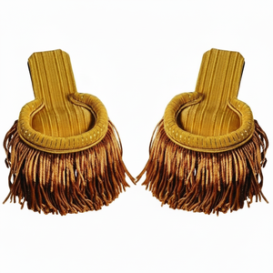 แผ่นประดับไหล่แบบพรีเมียมสีน้ำตาลขอบพู่ ทำจากโพลีเอสเตอร์ สำหรับชุดเครื่องแบบพิธีการและชุดทางการ พร้อมพู่ประดับด้วยเส้นด้ายทอง - Product Image 2