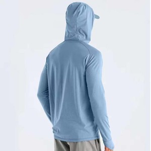 <b>Men's</b> Hooded Long Sleeve Shirt Solid Color Moisture Wicking Polyester Regular Fit All Seasons <b>Pullover</b> Top - Product Image 5