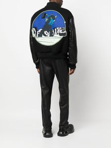 Veste Bomber Unisexe Personnalisée en Cuir Patchwork pour Hommes, Style Streetwear, avec Broderie Lettrée Hip Hop, Veste de Baseball en Gros - Product Image 4
