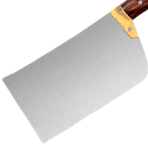 Couteau à viande en acier inoxydable argenté avec manche en bois brun, bolster doré, lame large, couteau de boucher robuste pour la cuisine - Product Image 4