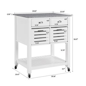 Carrello da Cucina Mobile con Isola, Cassetto e Cesto Portaoggetti Estraibile in Rete - Product Image 2