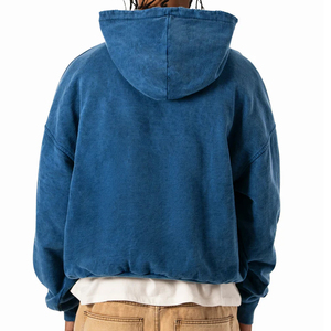 เสื้อฮู้ดดี้สไตล์สตรีททันสมัยสำหรับผู้ชาย แบบปรับแต่งได้ ล้างสีแบบแอซิดวอช เนื้อผ้ามีเท็กซ์เจอร์ สวมใส่สบาย ตะเข็บทนทาน ดีไซน์มีสไตล์ - Product Image 4