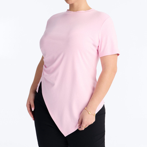 Fashion Designs <b>Women's</b> Lounge Asymmetrical Short Sleeve T Shirt Casual Outfits Tracksuit Gym Workout Fitness Sporty <b>Women</b> Tees - Product Image 4