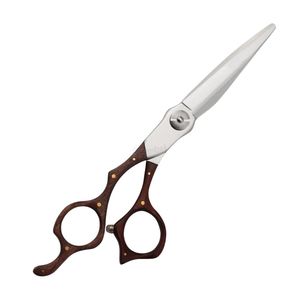 Professional Hairdressing Scissors Dark Brown Wood <b>Handle</b> Stainless Steel Salon Barber Stylist Hair Cutting <b>Shears</b> - Product Image 1
