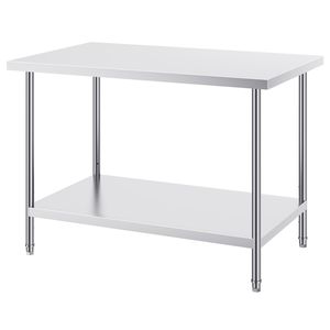 Tavolo da Preparazione Resistente 30 X 48 X 34 Pollici, Capacità di Carico 880 Libbre, 3 Altezze Regolabili, in Acciaio per Cucina Commerciale - Product Image 1
