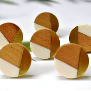 Tiradores y pomos redondos de resina y madera, ecológicos, de estilo moderno y tamaño personalizado para cajones y gabinetes - Product Image 1