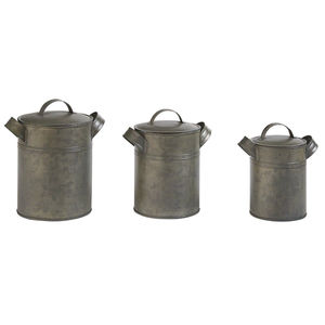Ensemble de 3 boîtes de conservation alimentaire rondes en fer galvanisé, pour cuisine, sucre, thé, café, avec couvercle - Product Image 5