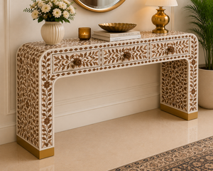 Decorative Natural Wood Inlay <b>Console</b> <b>Table</b> Entryway <b>Desk</b> Premium Hallway Accent Furniture For Living Room Home Decor Furniture - Product Image 4