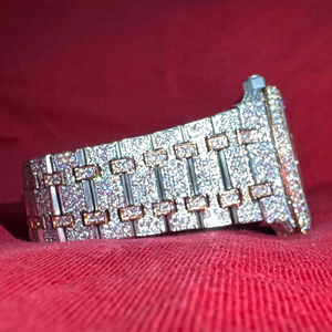 Montre en acier inoxydable 316L avec mouvement automatique à quartz, style hip-hop, cadran analogique, testée au diamant, Moissanite D VVS - Product Image 1