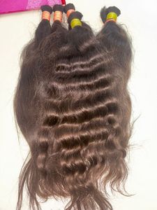 Extensions de cheveux humains vierges lisses et soyeux, texture naturelle, brun naturel, qualité export, légères, écologiques, en vrac - Product Image 4