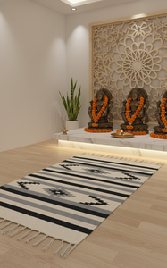 Alfombra/Corredor Floral Tejido a Mano de Algodón Moderno al por Mayor, 950 GSM, Lavable, de Felpa, Reversible, de Tres Tonos, para Oración o Picnic - Product Image 2