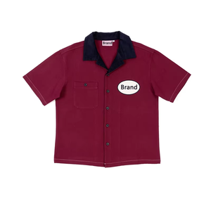 Camisa a cuadros vintage personalizada de cuello oversize con mangas cortas y botones, estilo casual para primavera, diseño gráfico, corte holgado. - Product Image 6