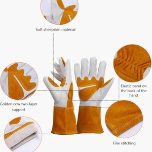 Custom Made Waterproof Anti-Vibration Anti-Slip Durable Welding <b>Gloves</b> <b>Knit</b> Wrist Cuff Silicone-Free Cow Split Leather 7 oz - Product Image 6