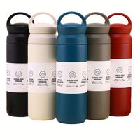Tasses isothermes droites personnalisables avec logo, couvercle et poignée – Cadeau d'équipe – Mug à café en acier inoxydable – Bouteille isotherme sous vide – Voyage, extérieur, portable