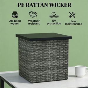 Mixed Gray <b>Square</b> Outdoor <b>Side</b> <b>Table</b> <b>Square</b> Coffee <b>Table</b> Patio Umbrellas & Bases - Product Image 2