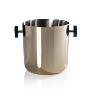 Silver Round <b>Metal</b> Ice <b>Bucket</b> <b>with</b> Malachite Green Handles Luxury Handmade Champagne Cooler - Product Image 5