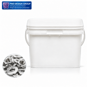 Seau carré en plastique de 8 L avec couvercle et poignée pour le stockage et l'emballage de noix, rondelles, attaches métalliques et quincaillerie - Product Image 1