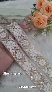 Premium Black Base Large Width Embroidered Laces for dresses sarees bridal wear and fashion embellishments. - Product Image 3