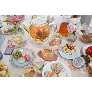 Teiera in Vetro per Microonde con Infusore Rimovibile, 2 Tè Sbocciati, Teiera 2 in 1 per Fornello e Brocca per Infusione di Tè e Frutta - Product Image 2