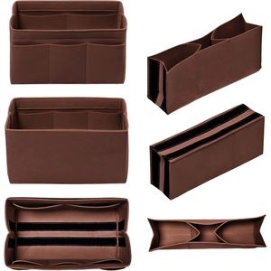 Women's Brown Tote Bag with 14 Pockets Felt Organizer <b>Insert</b> for <b>Handbags</b> and Purses Purse Tote Bag <b>Insert</b> Organizer - Product Image 3