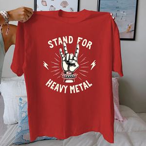 Rock STAND FOR HEAVY METAL t-shirt pour femme en pur coton coupe confortable - Product Image 3