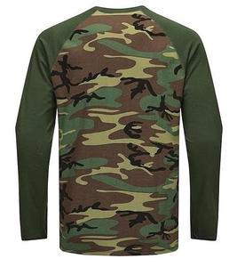 Men's Camouflage Long Sleeve <b>Raglan</b> T-Shirt O-Neck Regular Fit Casual Knitted Cotton Breathable Outdoor Wear - Product Image 3