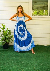 Vestido maxi de rayón con efecto tie-dye para mujer, sin mangas, con tirantes finos, corte holgado, estilo bohemio, informal, para verano - Product Image 2