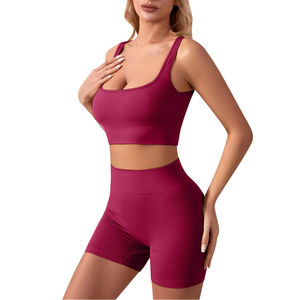 Women Comfortable Active Wear Two Piece Fitness Clothing Set With Support Top And High Waist Stretch Bottom For Daily Exercise - Product Image 6