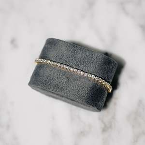 Pulsera de tenis de moissanita VVS chapada en oro de 14K, plata de ley 925, corte redondo, pulsera minimalista de lujo - Product Image 2