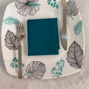 Serviette de table carrée en coton imprimé, couleur turquoise, décoration de table moderne, 1 pièce, lavable en machine, usage domestique - Product Image 5