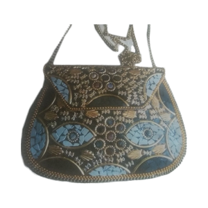 Bolsos de Mensajero Estilo Bohemio Indio con Mosaico, Bolsos de Mano de Lujo para Eventos Nocturnos, Bolsos de Mano Boho para Mujer, Hechos a Mano, con Marco de Perlas - Product Image 1