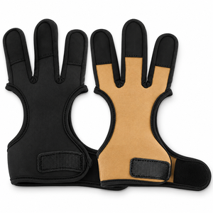 Gants de tir à l'arc en cuir à 3 doigts, avec sangle de poignet réglable, pour tir à l'arc classique et chasse, vente en gros, direct usine - Product Image 1